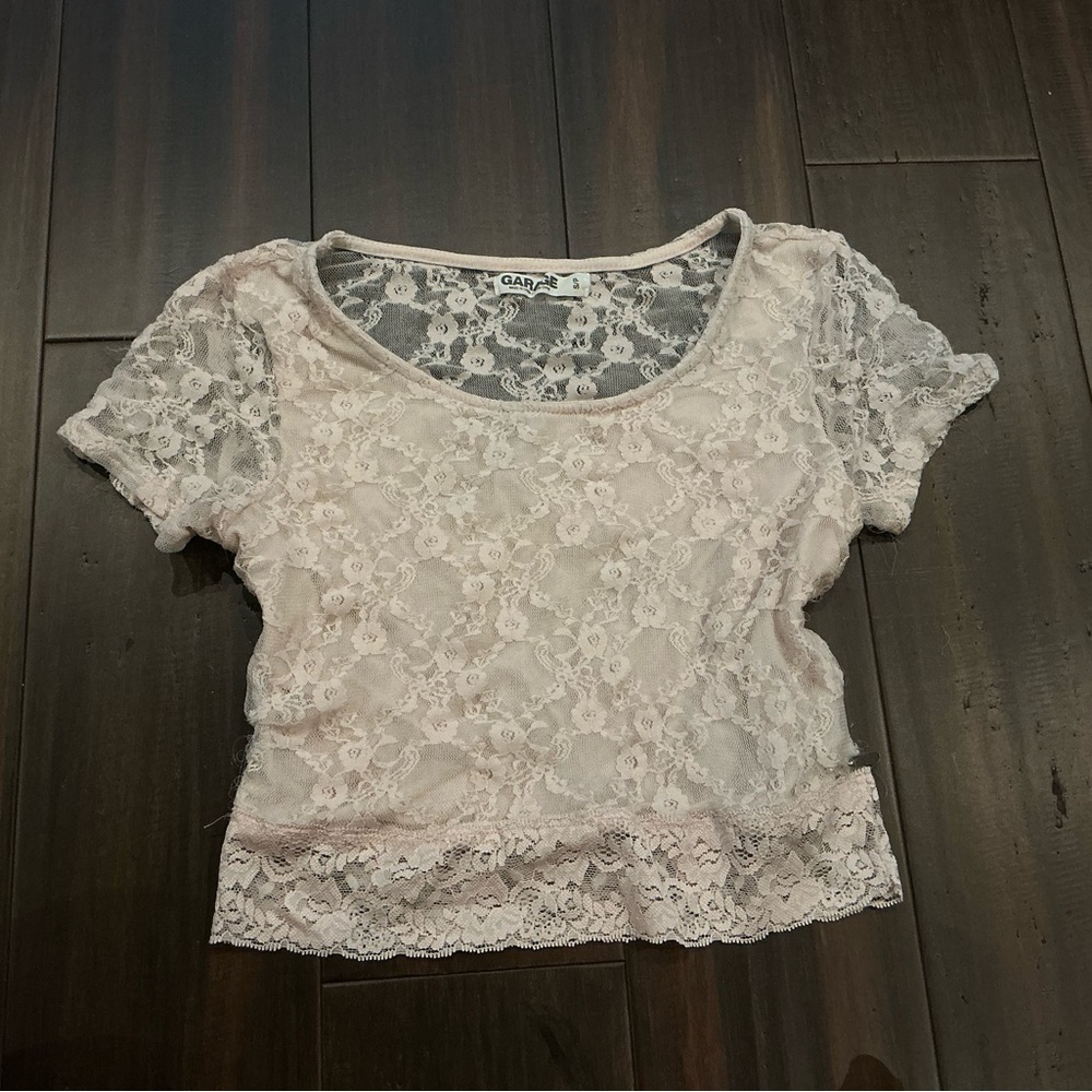 Garage Cream Lace Crop Blouse